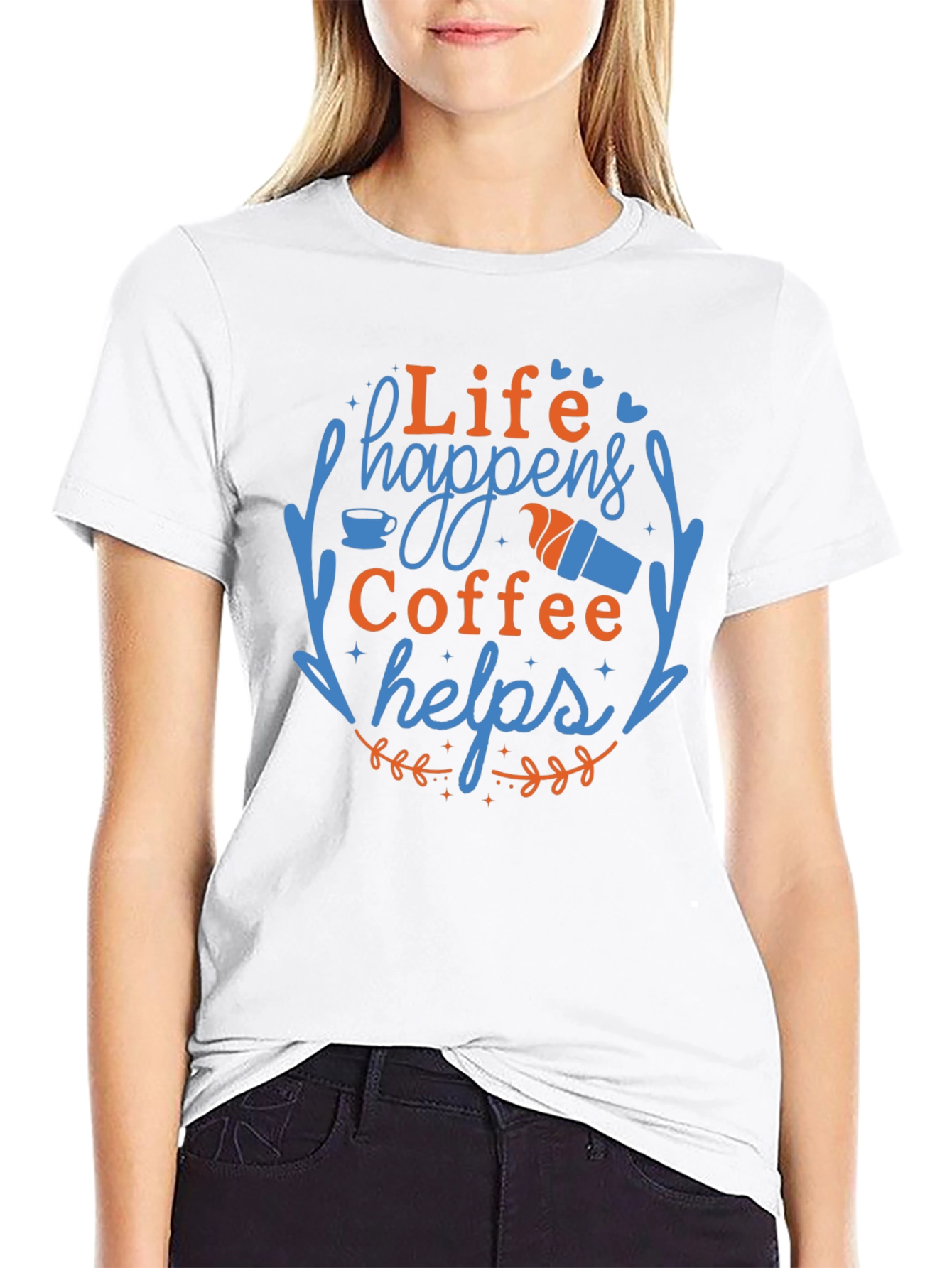 Camiseta Negra con Diseño de Café