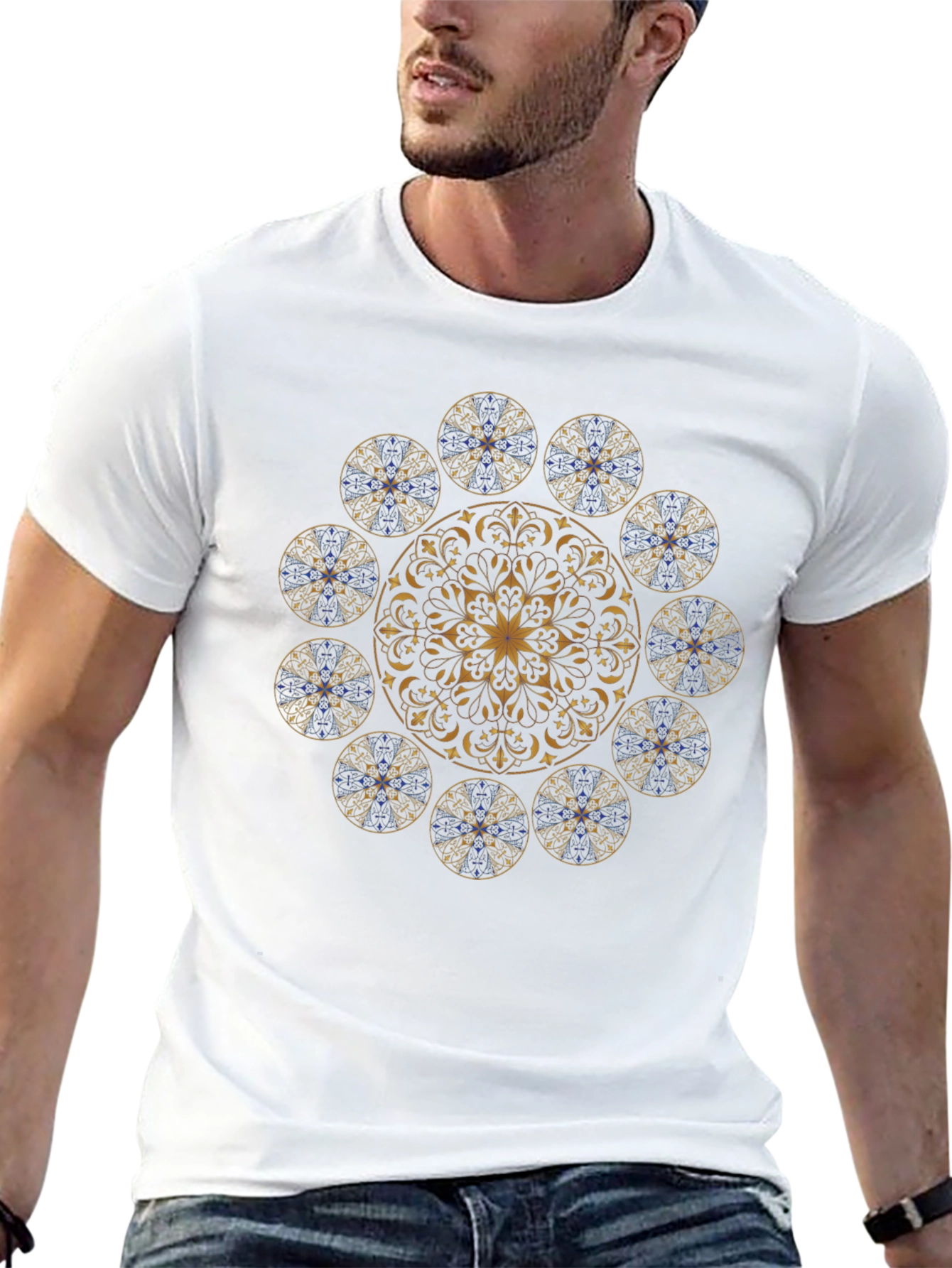 Camiseta Negra Mandala Elegante
