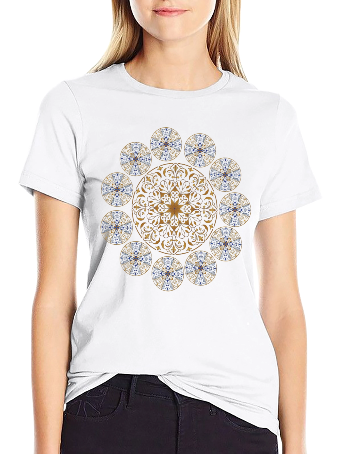 Camiseta Negra Mandala Elegante