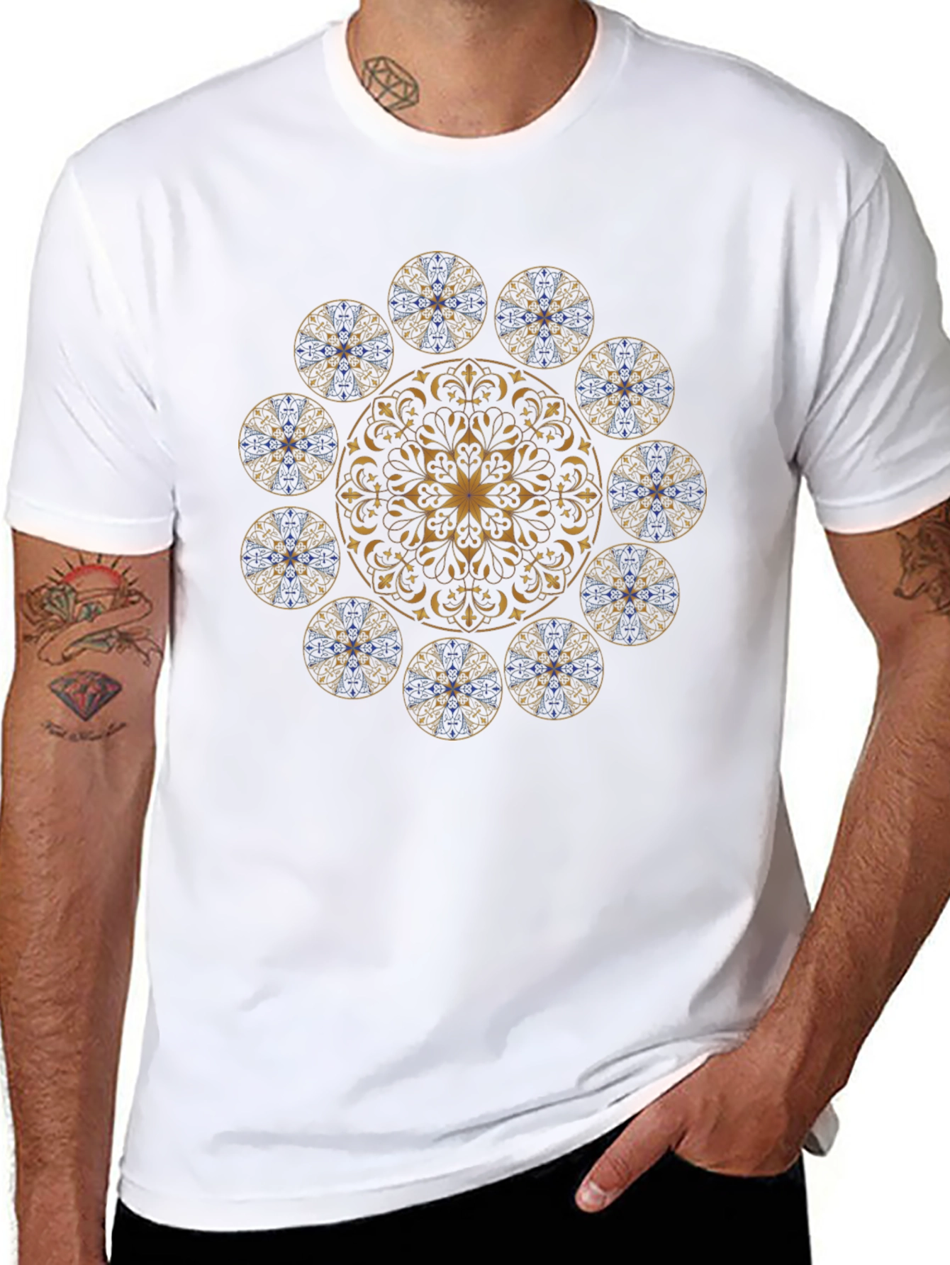 Camiseta Negra Mandala Elegante