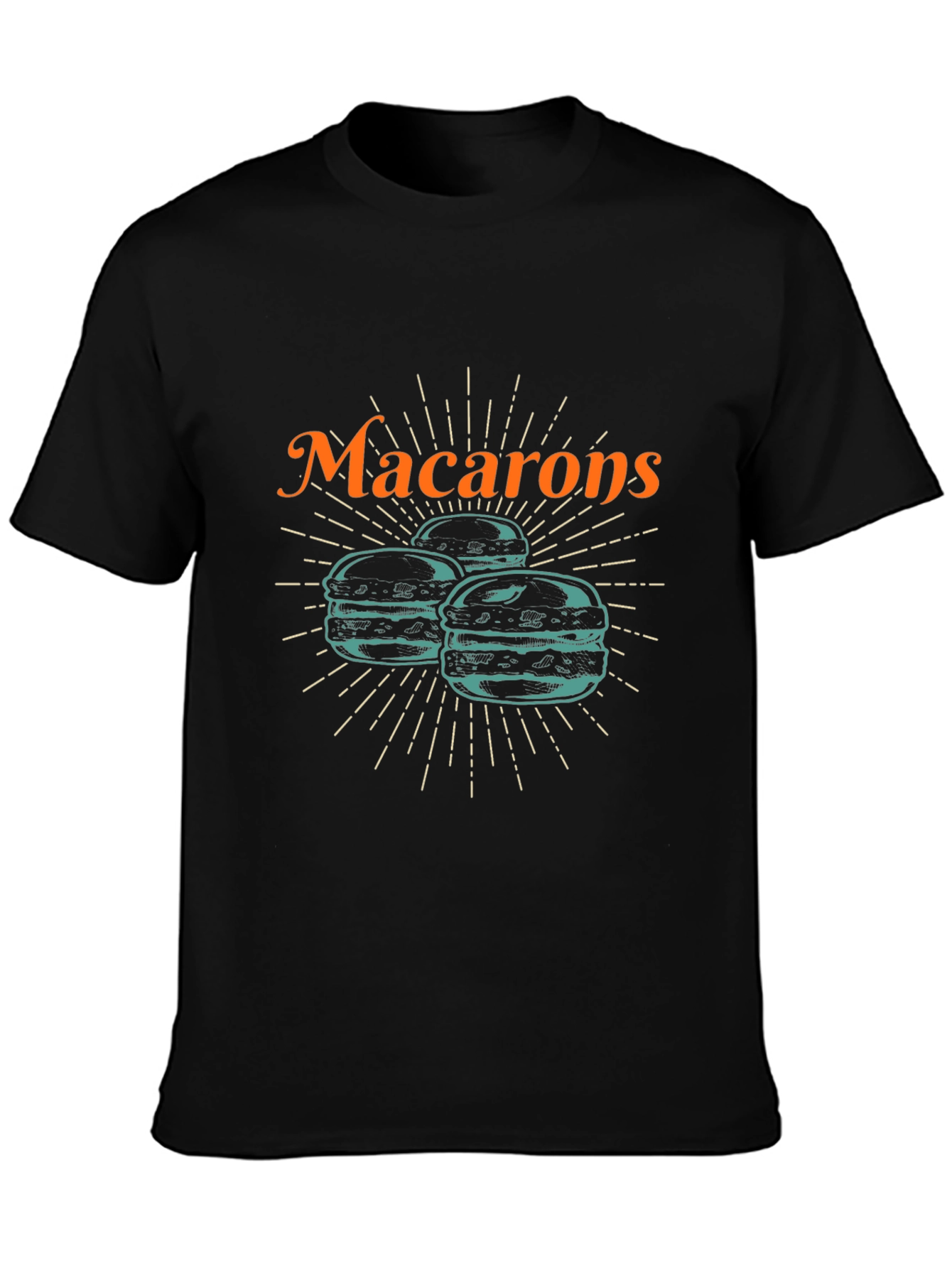 Camiseta Negra Macarons Diseño Original