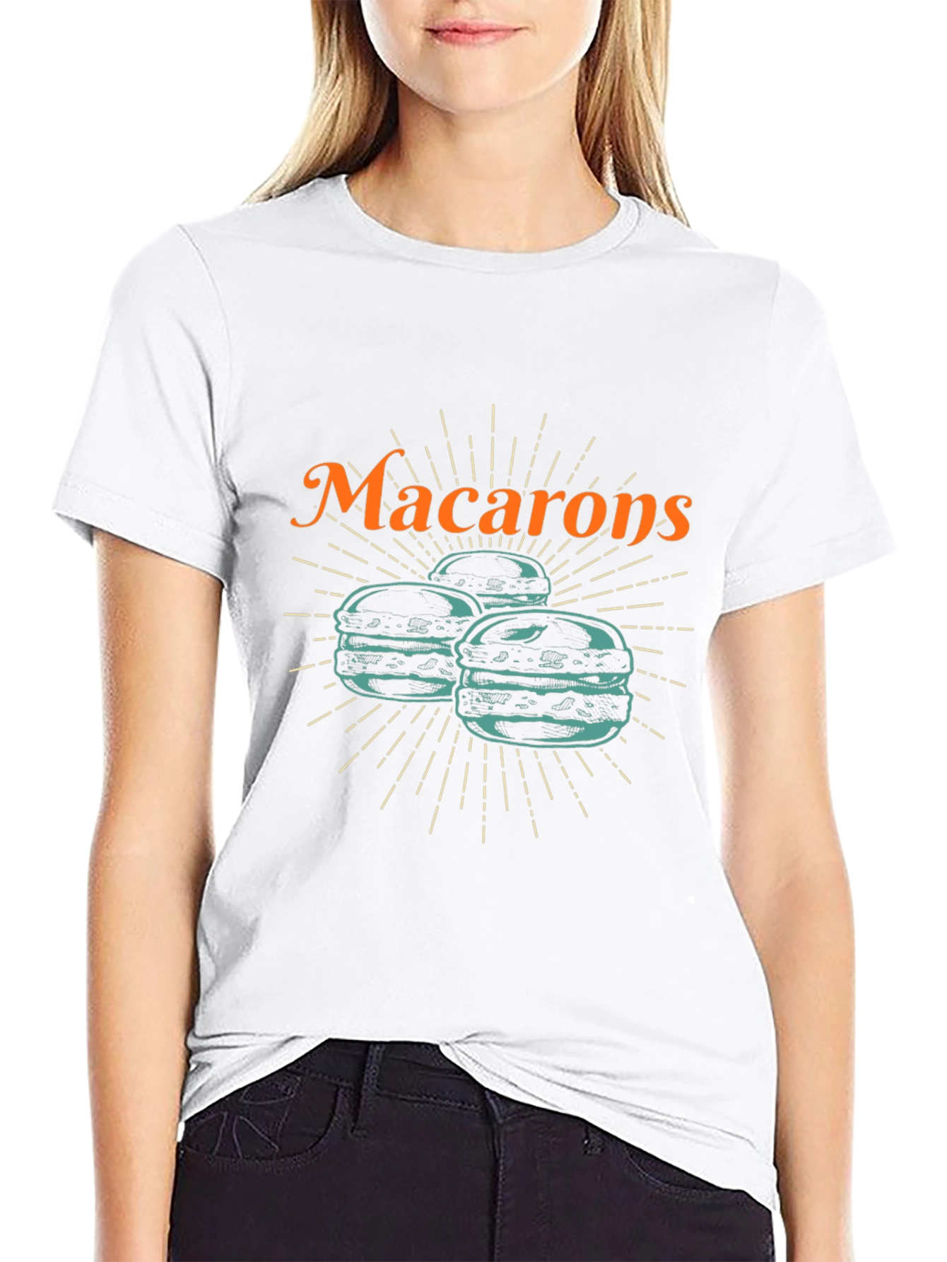 Camiseta Negra Macarons Diseño Original