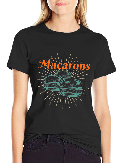 Camiseta Negra Macarons Diseño Original