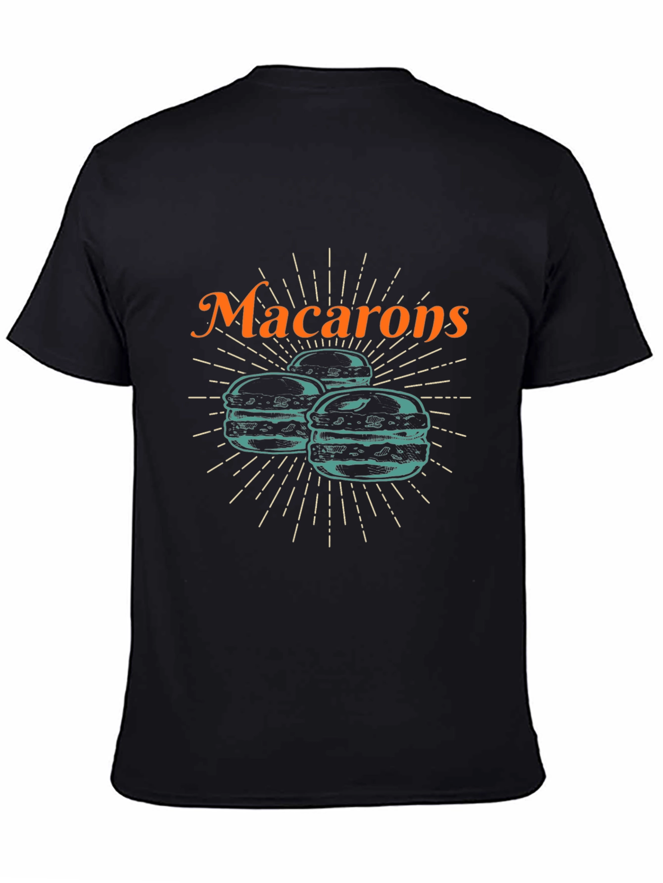 Camiseta Negra Macarons Diseño Original