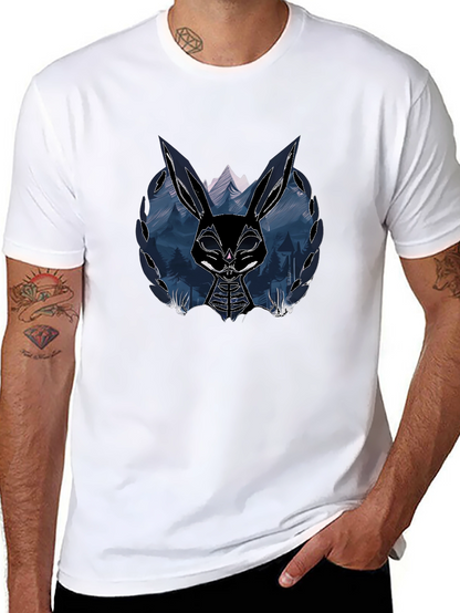 Camiseta Negra con Diseño de Conejo Oscuro
