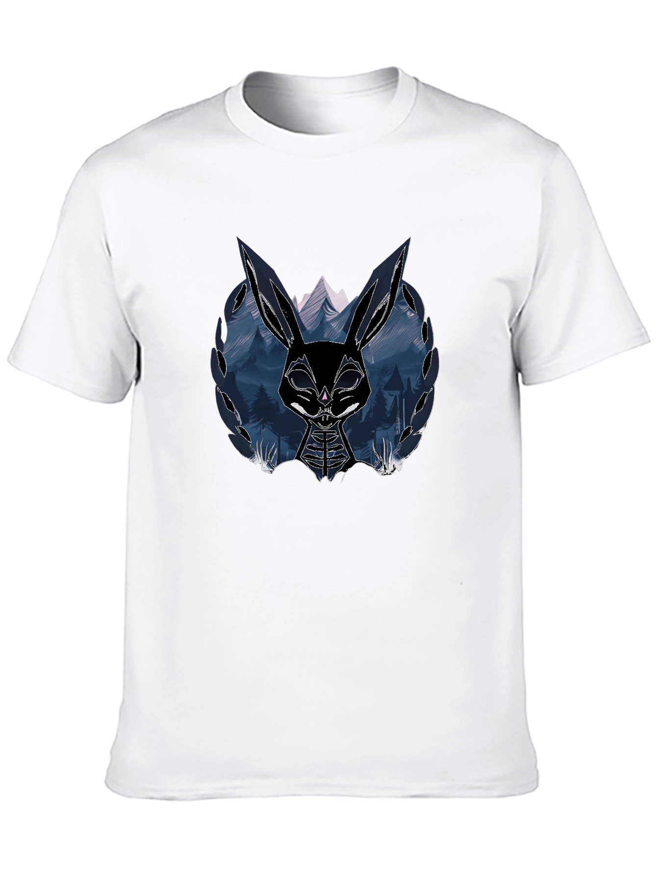 Camiseta Negra con Diseño de Conejo Oscuro