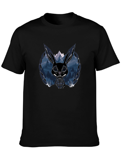Camiseta Negra con Diseño de Conejo Oscuro