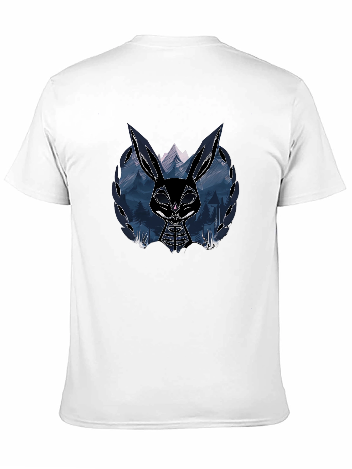 Camiseta Negra con Diseño de Conejo Oscuro