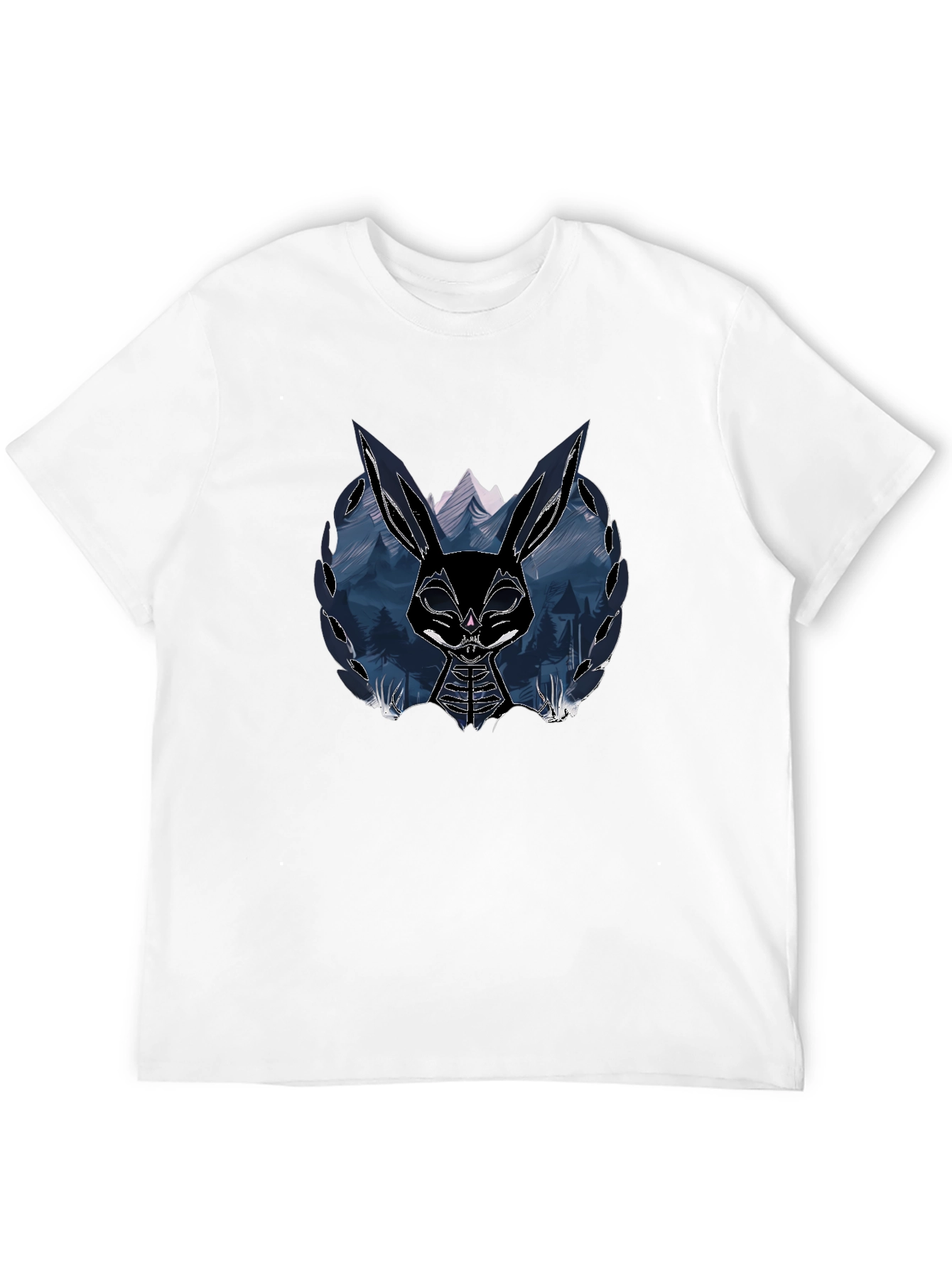 Camiseta Negra con Diseño de Conejo Oscuro
