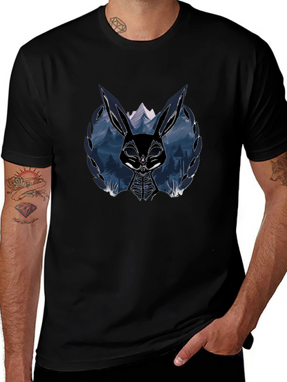 Camiseta Negra con Diseño de Conejo Oscuro
