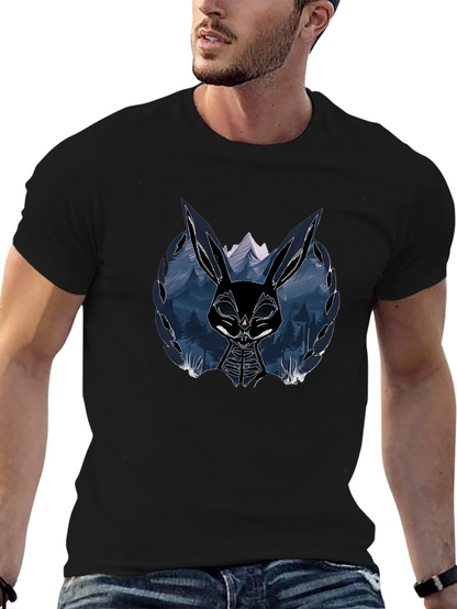 Camiseta Negra con Diseño de Conejo Oscuro