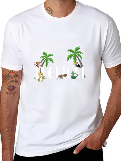 Camiseta Negra Tropical Animales Divertidos