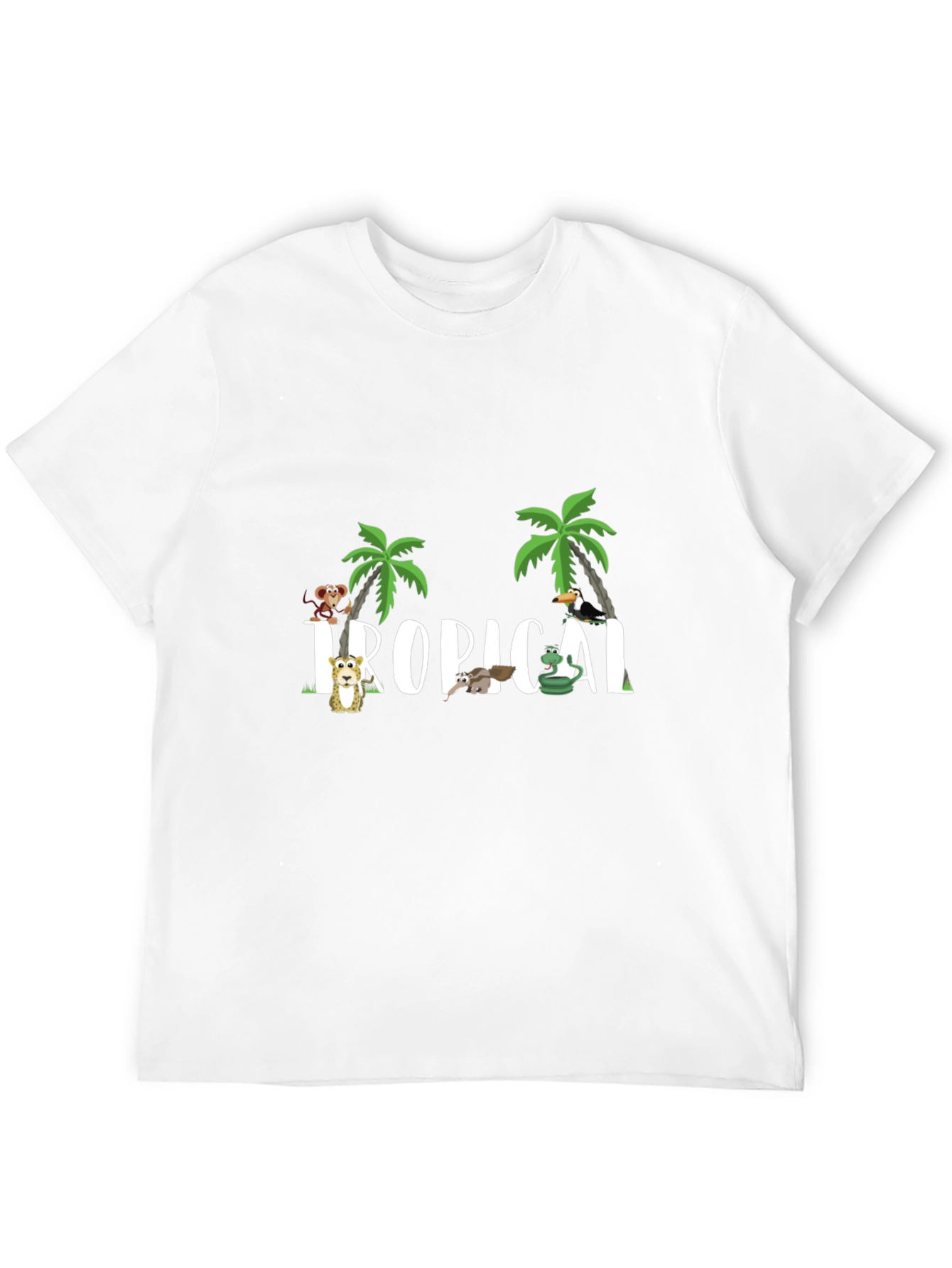 Camiseta Negra Tropical Animales Divertidos