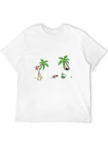 Camiseta Negra Tropical Animales Divertidos