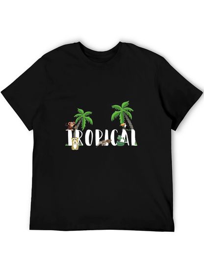 Camiseta Negra Tropical Animales Divertidos
