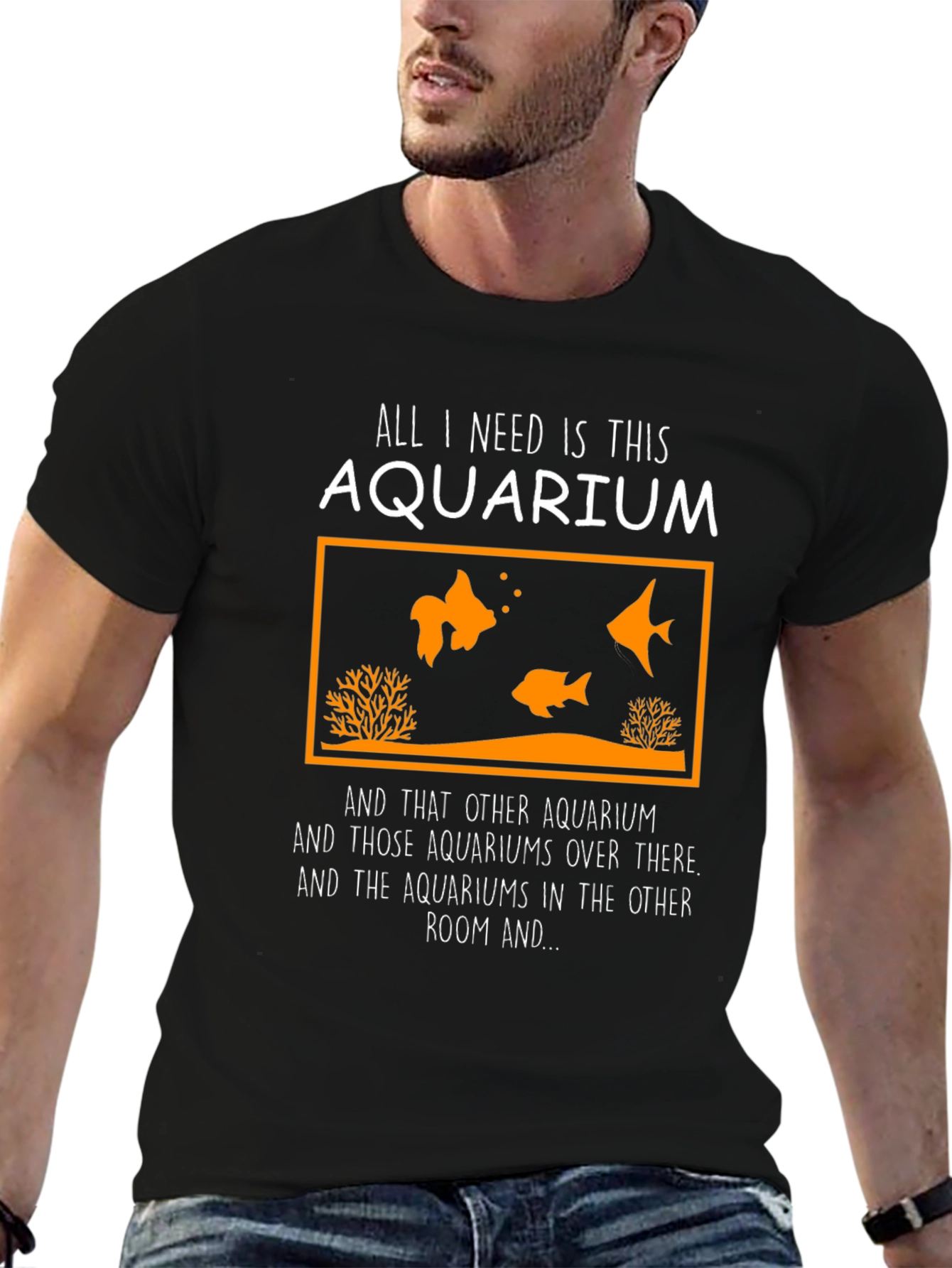 Camiseta Negra Acuario para Amantes de los Peces