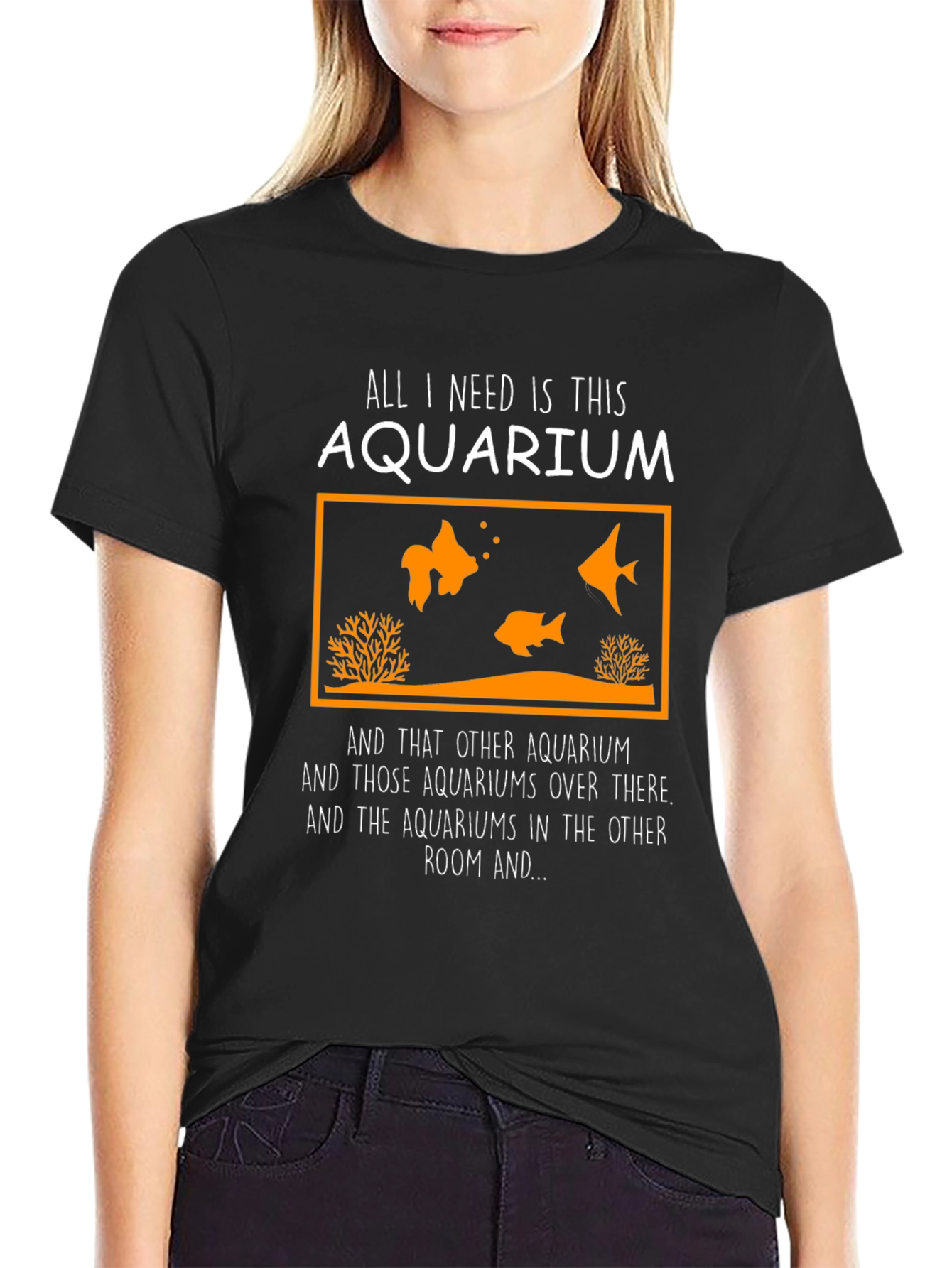 Camiseta Negra Acuario para Amantes de los Peces