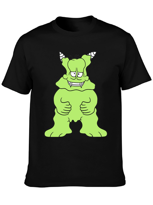 Camiseta Negra con Monstruo Verde Divertido