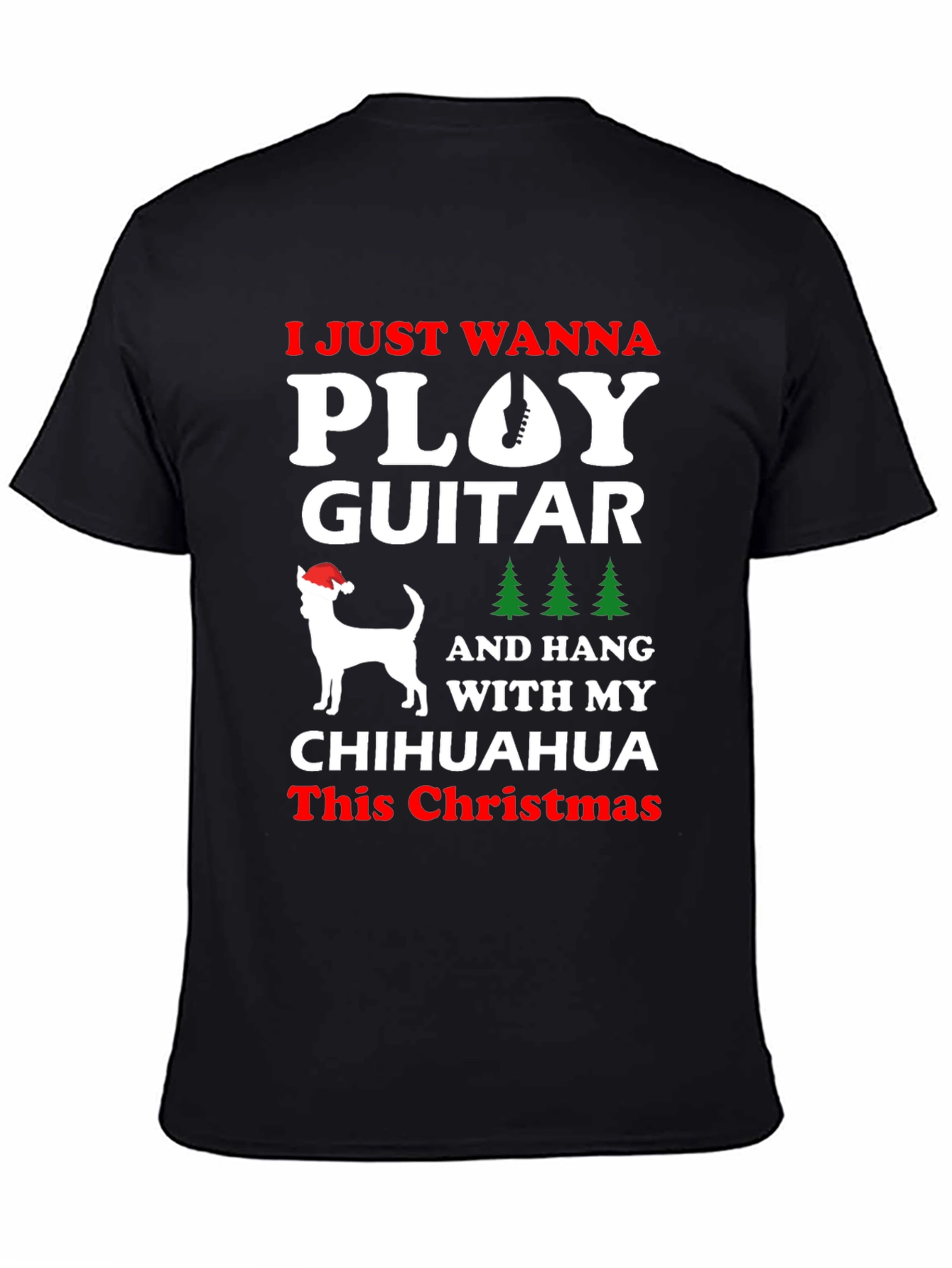 Camiseta Navideña Chihuahua y Guitarra