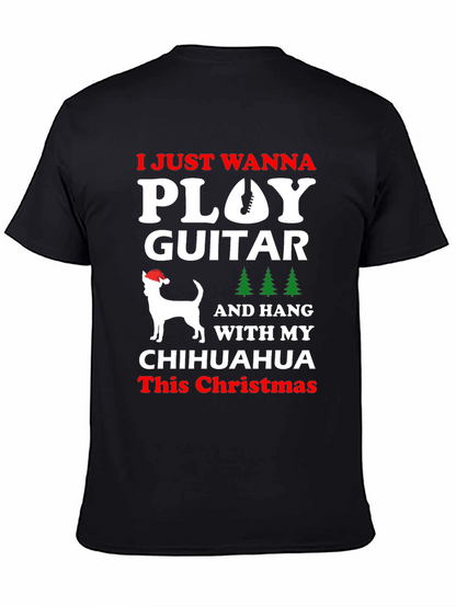 Camiseta Navideña Chihuahua y Guitarra