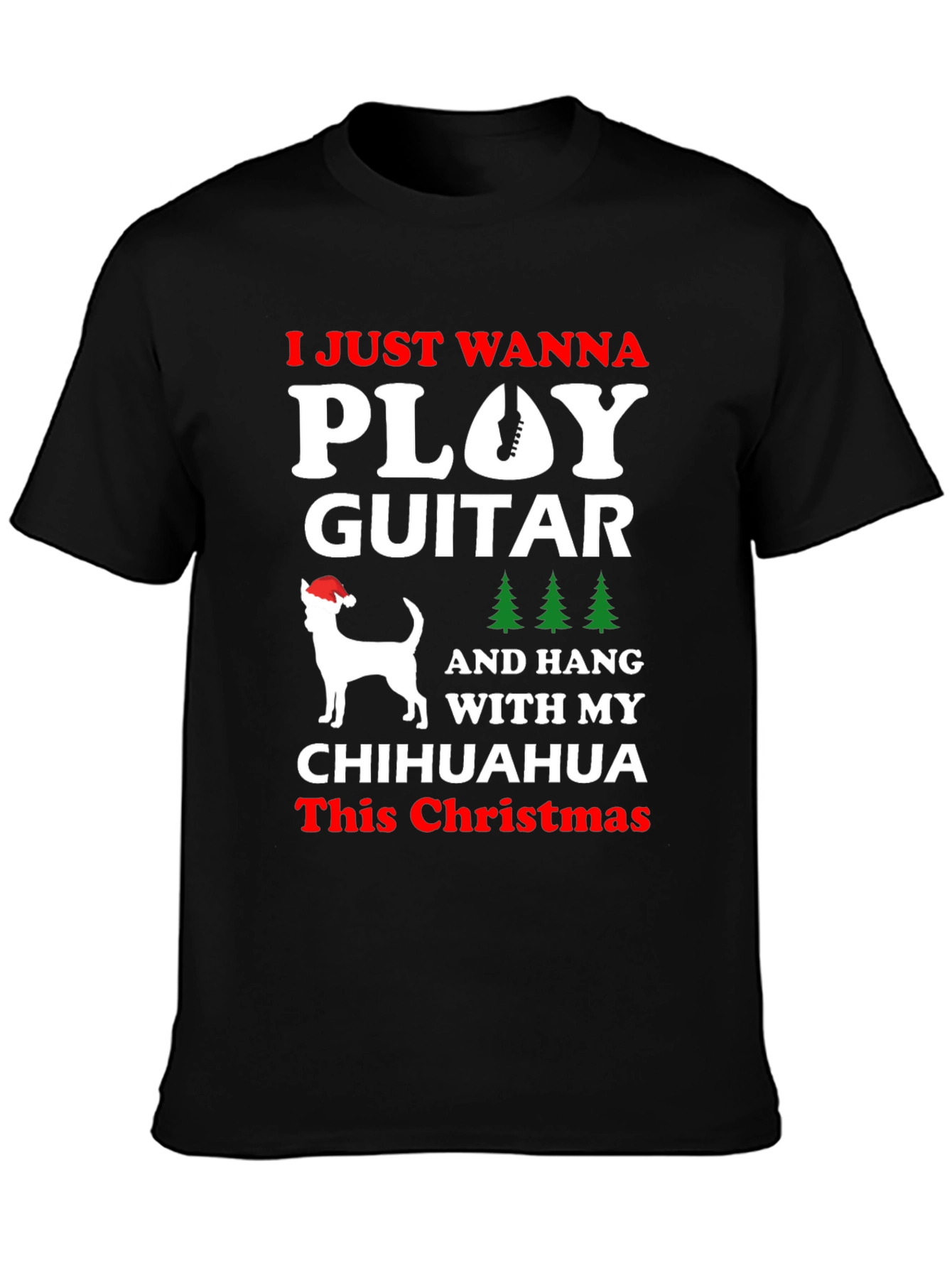 Camiseta Navideña Chihuahua y Guitarra