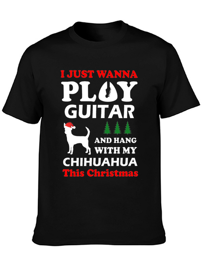 Camiseta Navideña Chihuahua y Guitarra