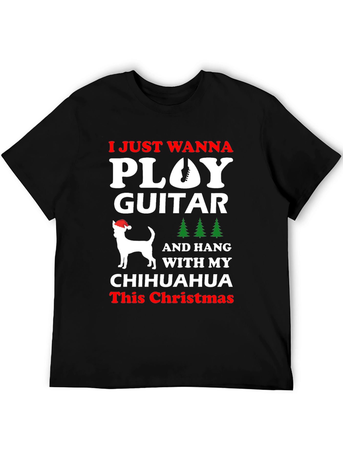 Camiseta Navideña Chihuahua y Guitarra