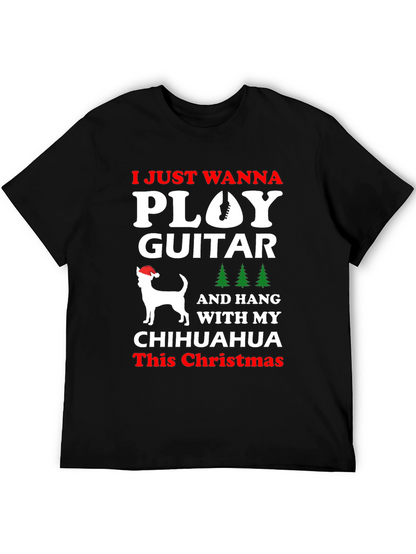 Camiseta Navideña Chihuahua y Guitarra