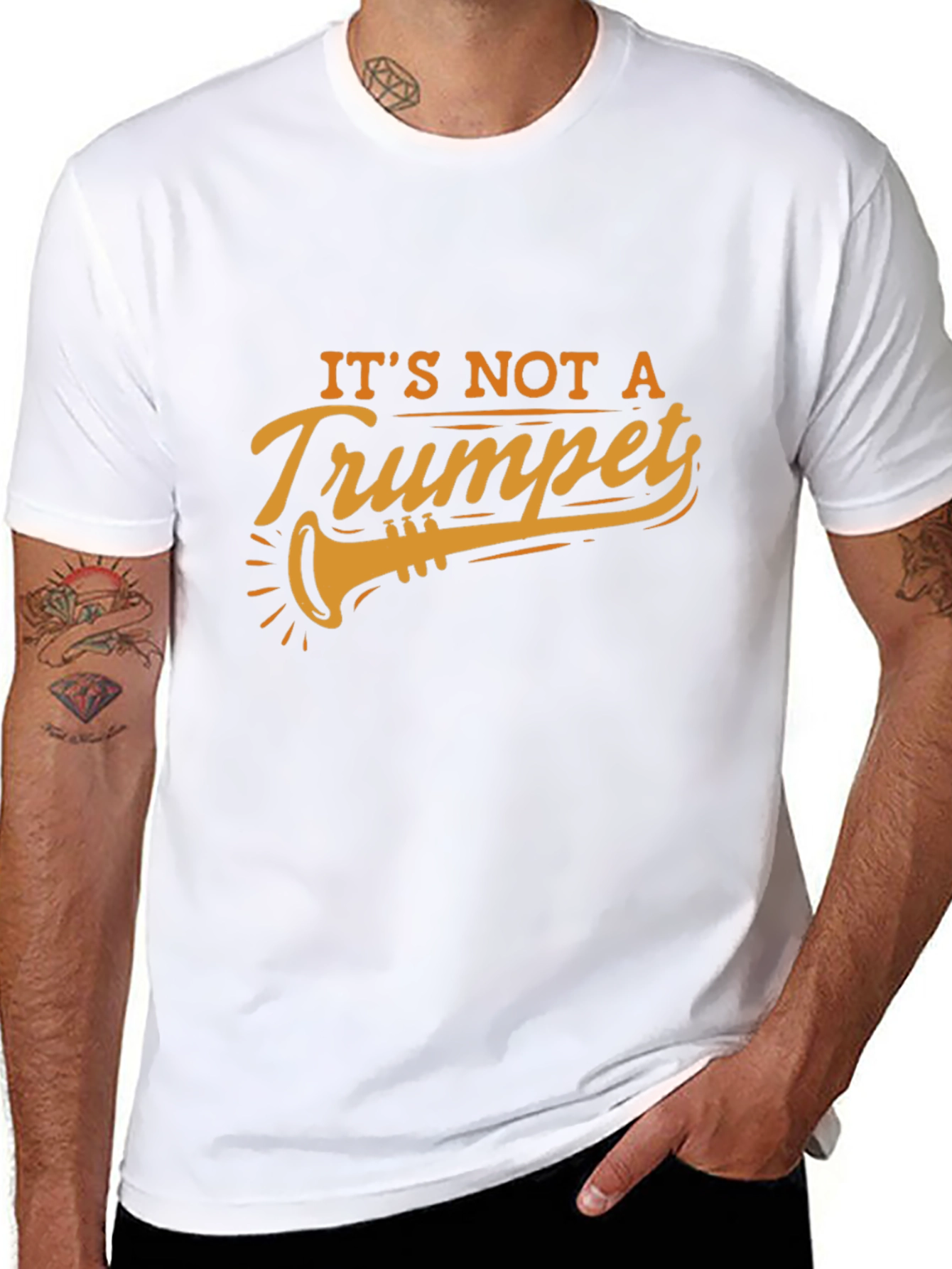 Camiseta Negra con Diseño de Trompeta Humorístico