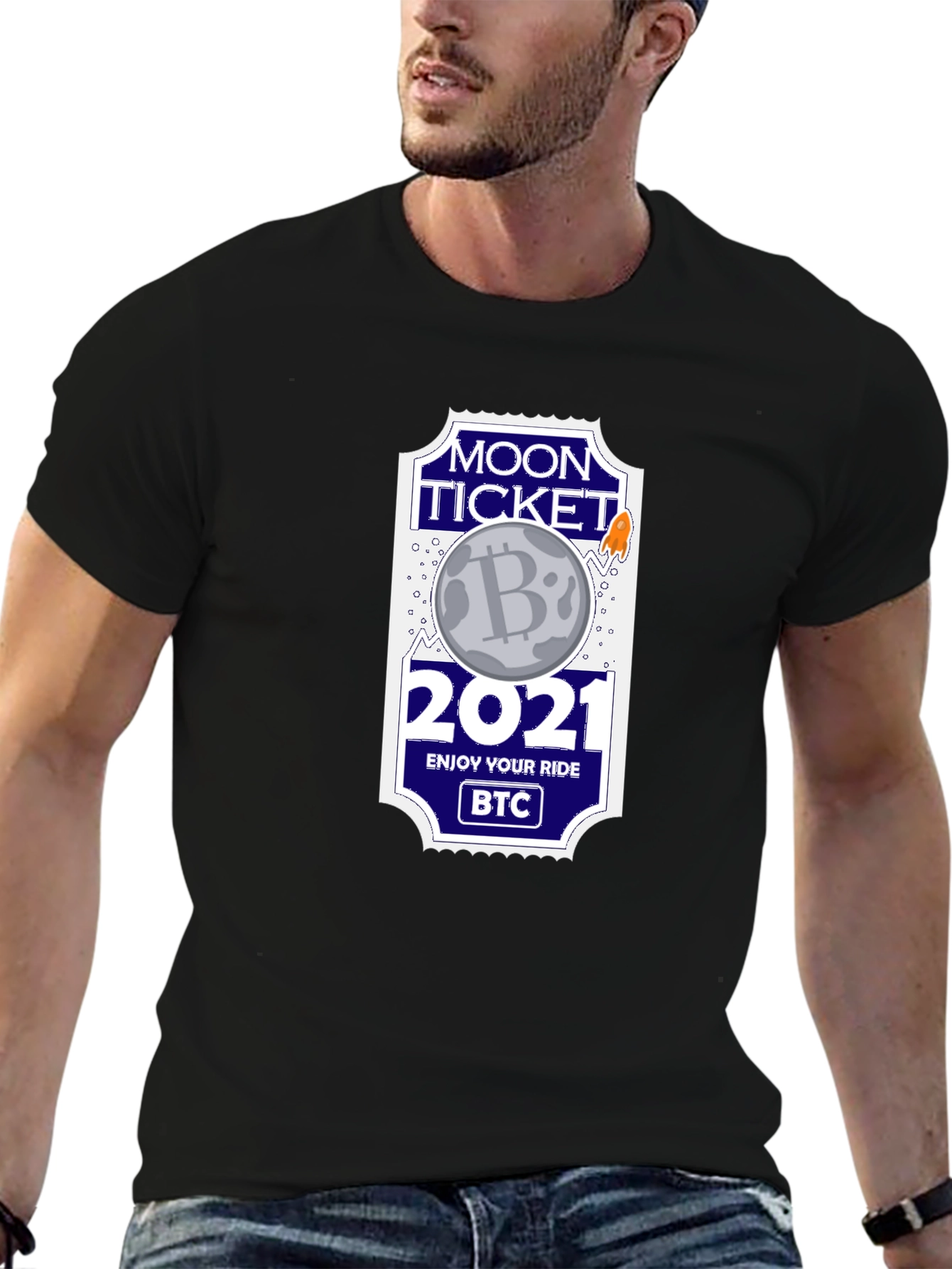 Camiseta Bitcoin Moon Ticket 2021 - ¡A la Luna!