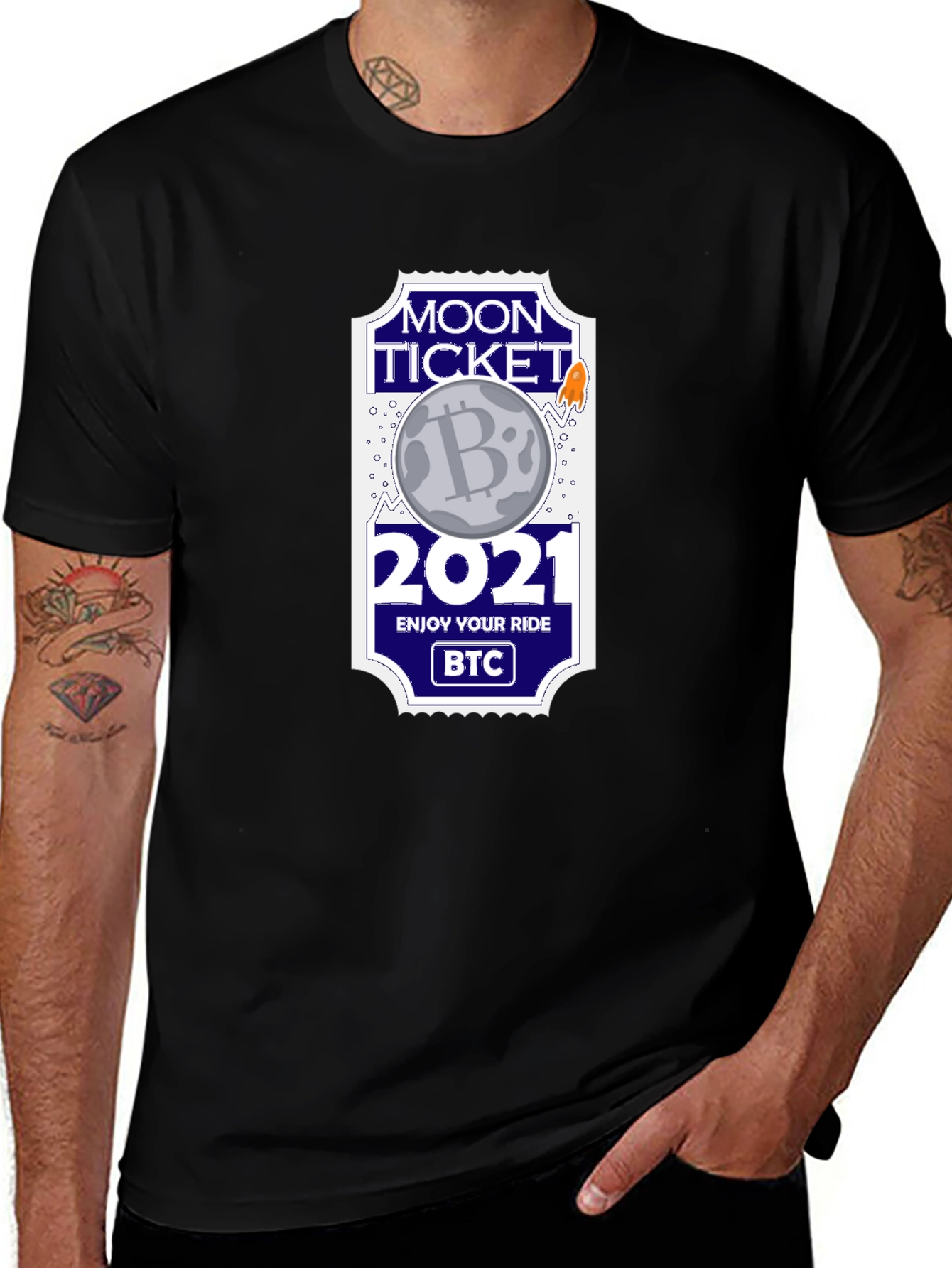 Camiseta Bitcoin Moon Ticket 2021 - ¡A la Luna!