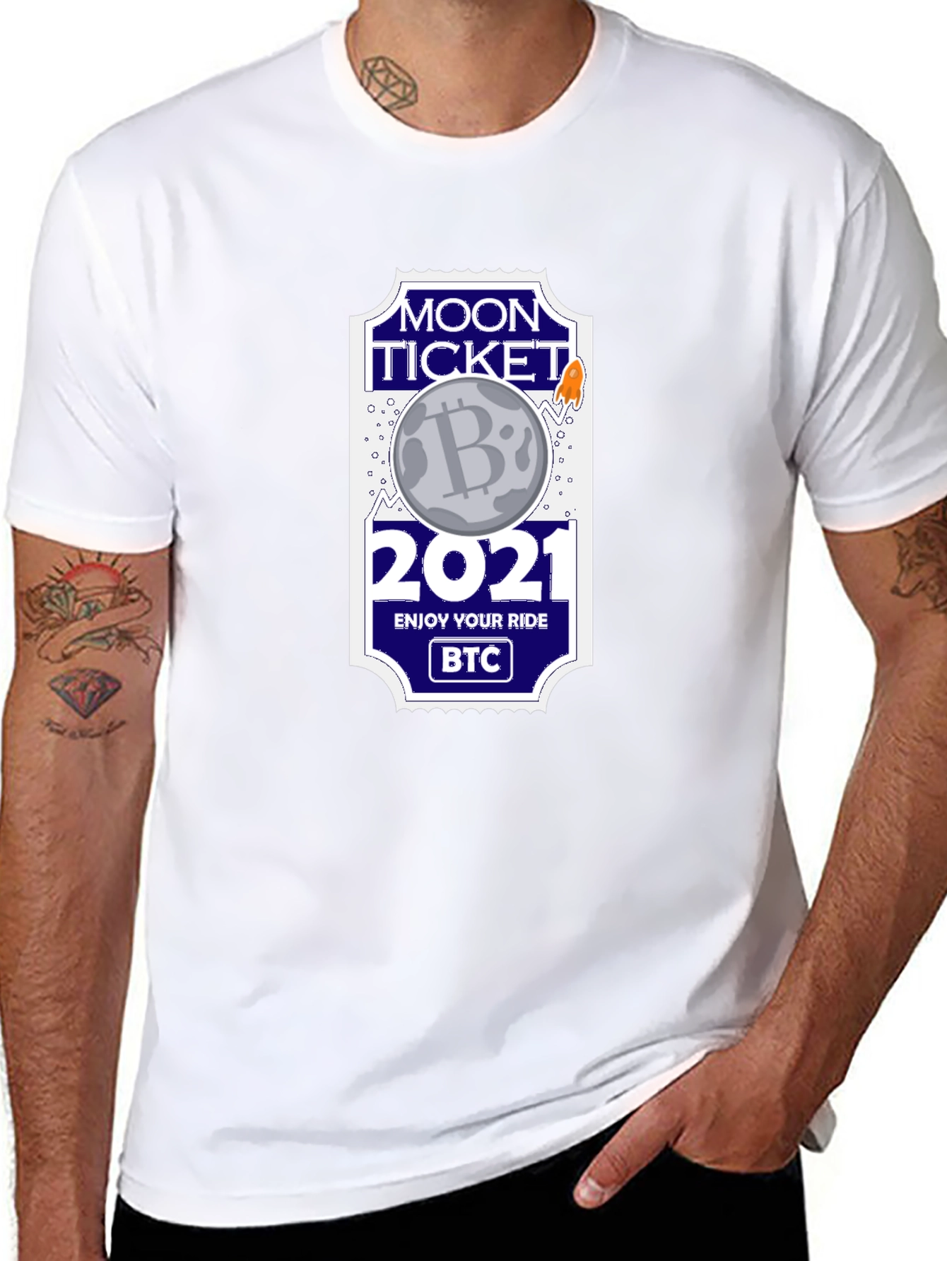 Camiseta Bitcoin Moon Ticket 2021 - ¡A la Luna!