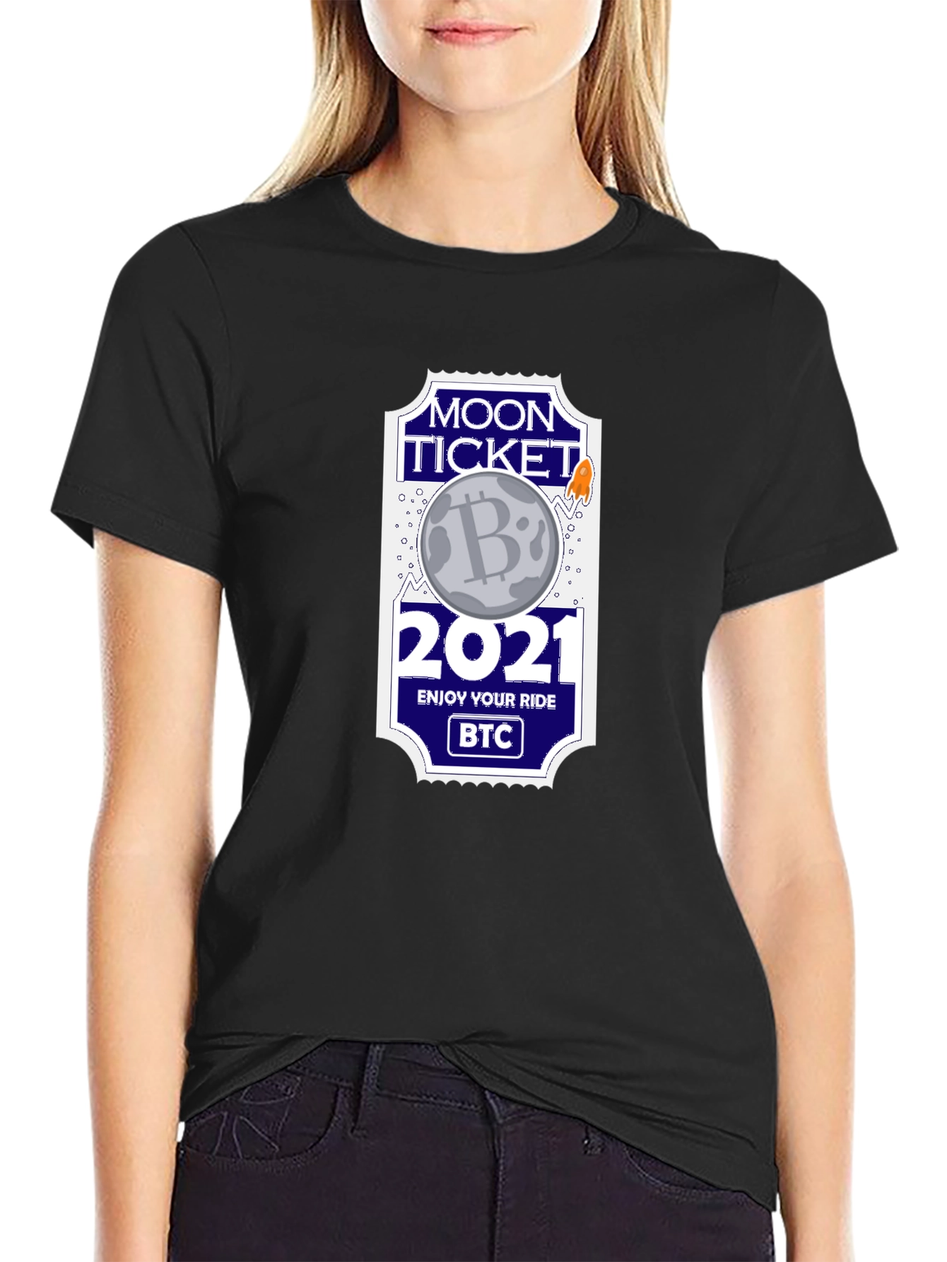Camiseta Bitcoin Moon Ticket 2021 - ¡A la Luna!