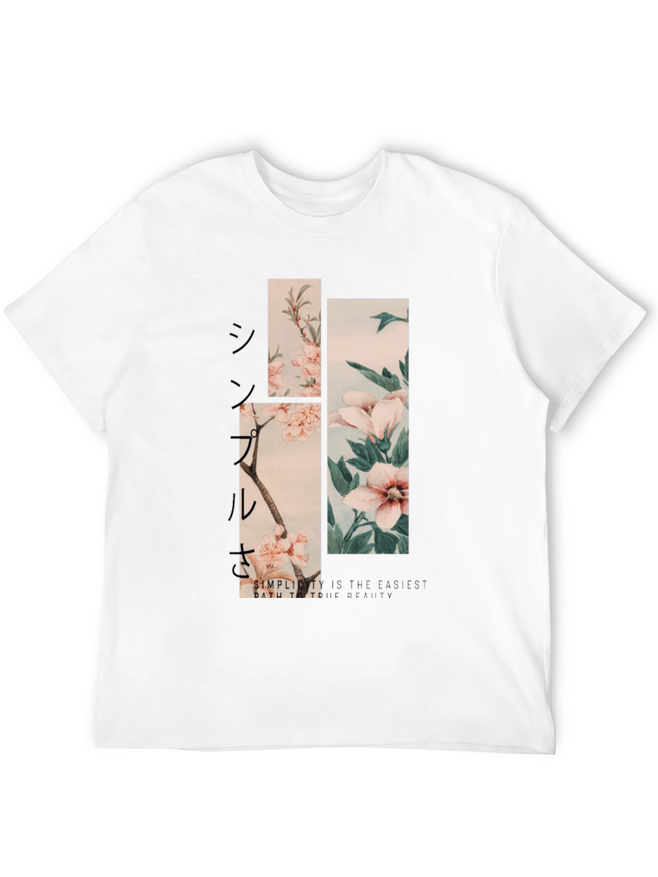 Camiseta Negra Estampado Floral Japonés para Hombre