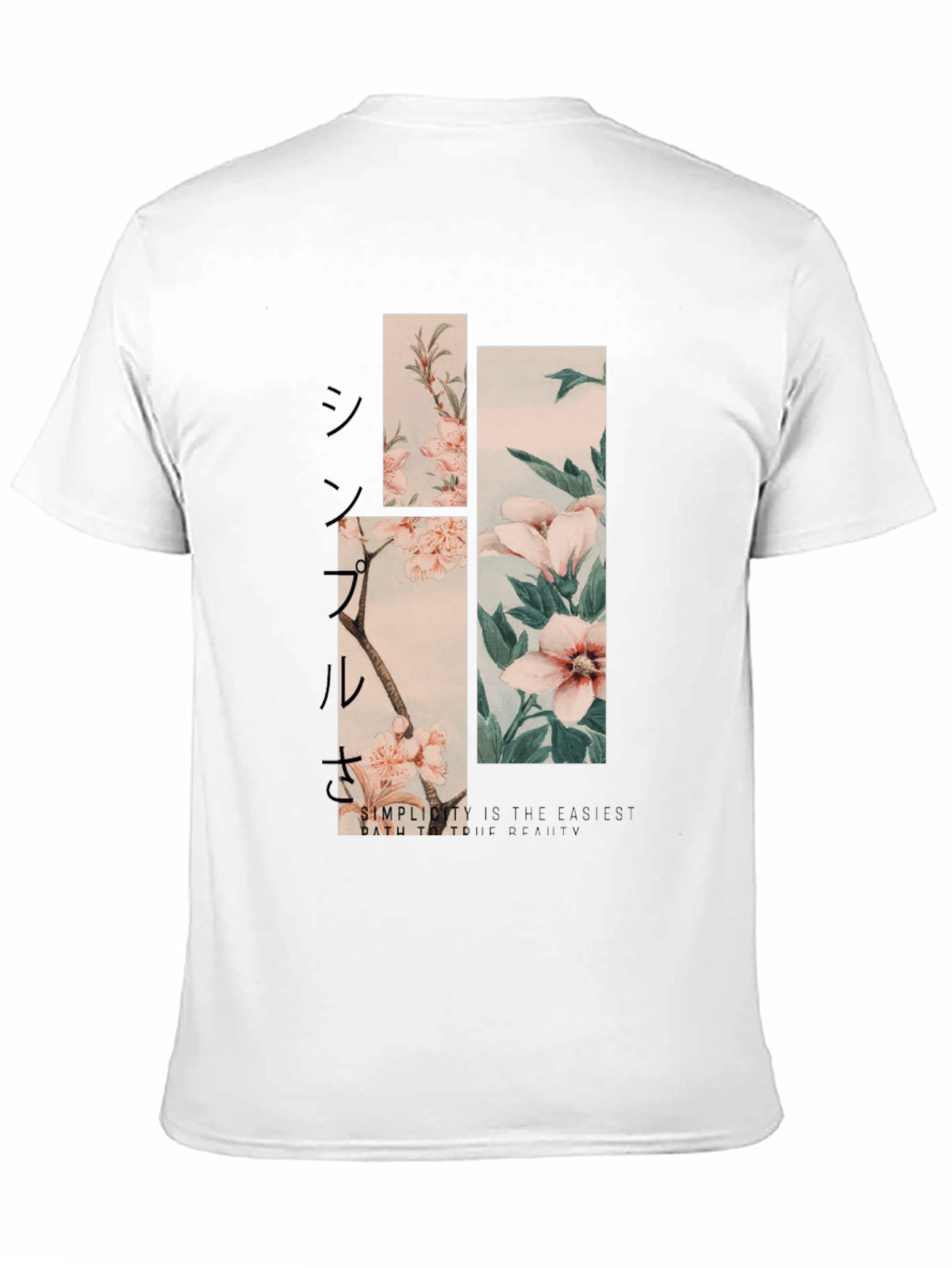 Camiseta Negra Estampado Floral Japonés para Hombre