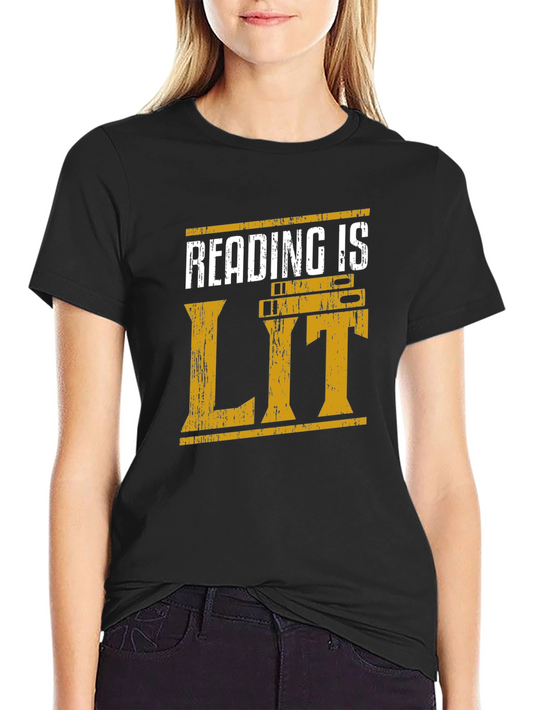 Camiseta Negra Reading is LIT para Amantes de la Lectura