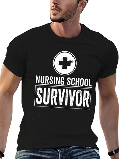 Camiseta Negra Nursing School Survivor