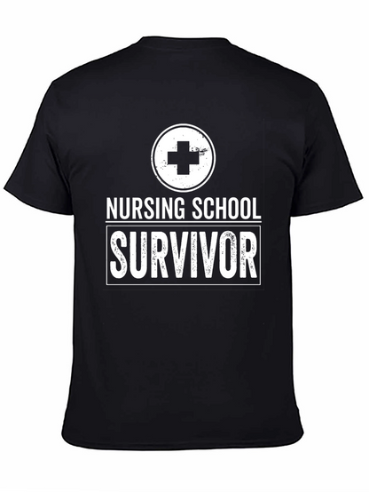 Camiseta Negra Nursing School Survivor