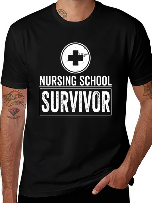 Camiseta Negra Nursing School Survivor