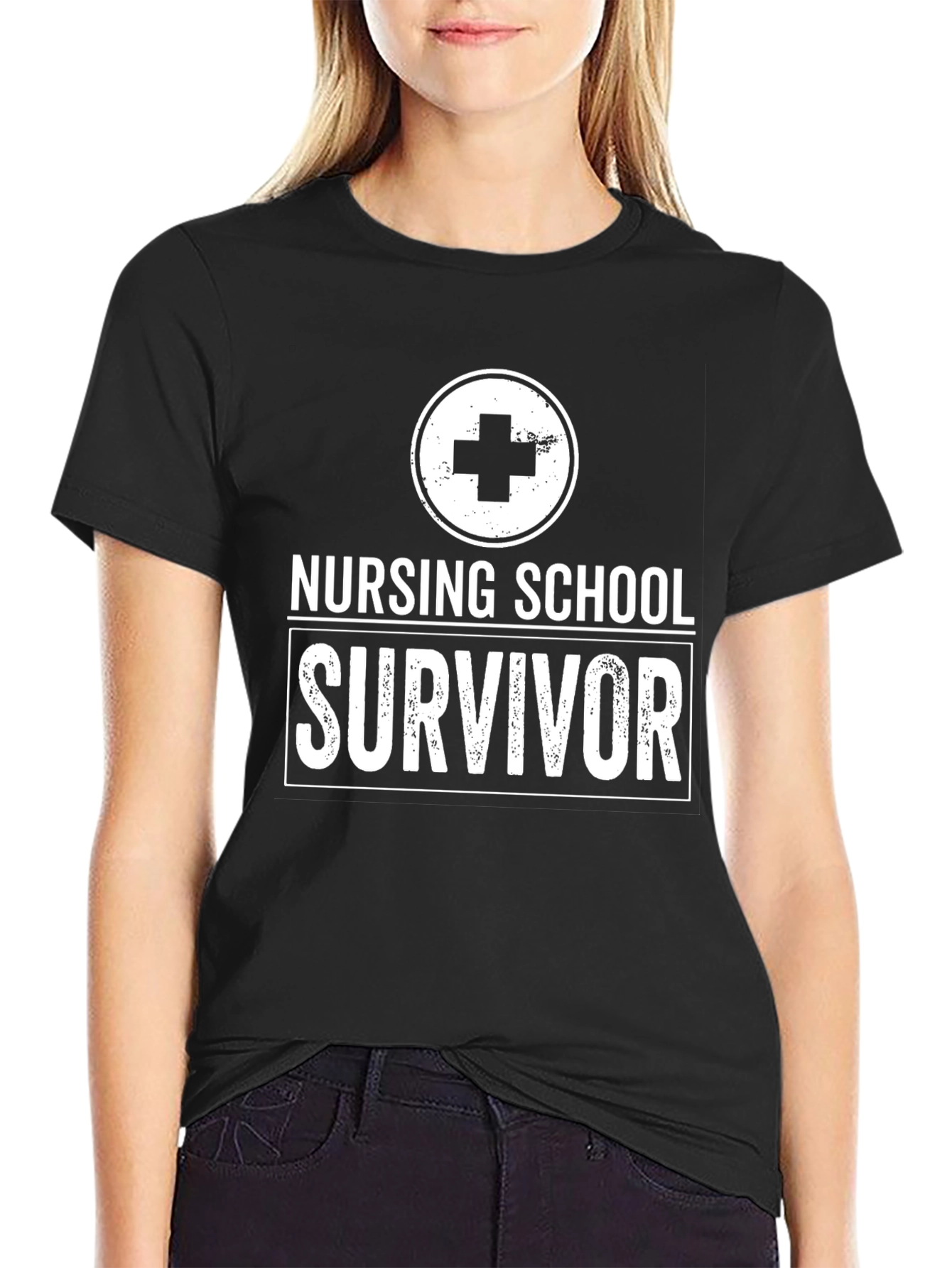 Camiseta Negra Nursing School Survivor