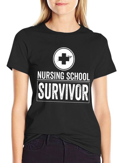 Camiseta Negra Nursing School Survivor