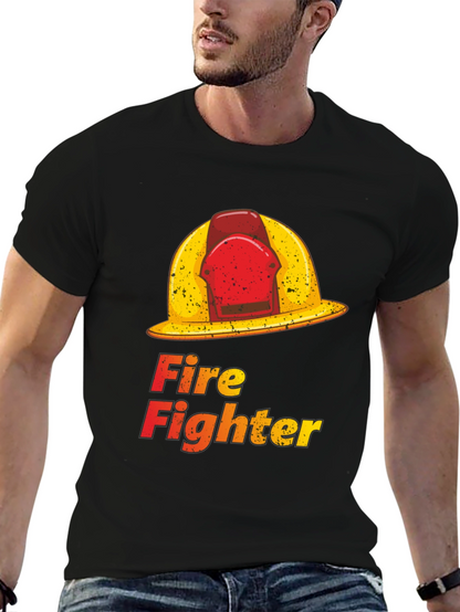 Camiseta Negra Fire Fighter Gráfica