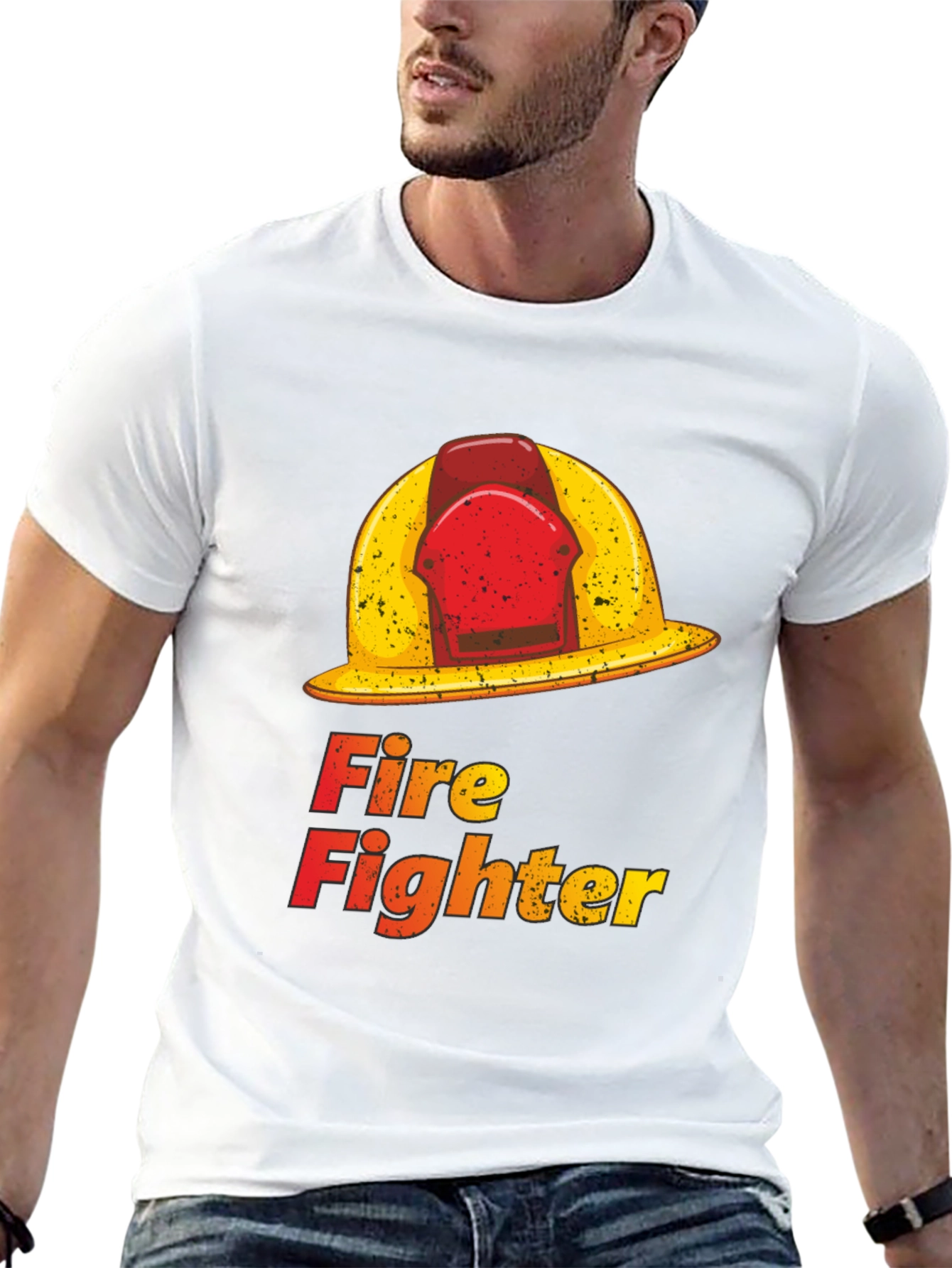 Camiseta Negra Fire Fighter Gráfica