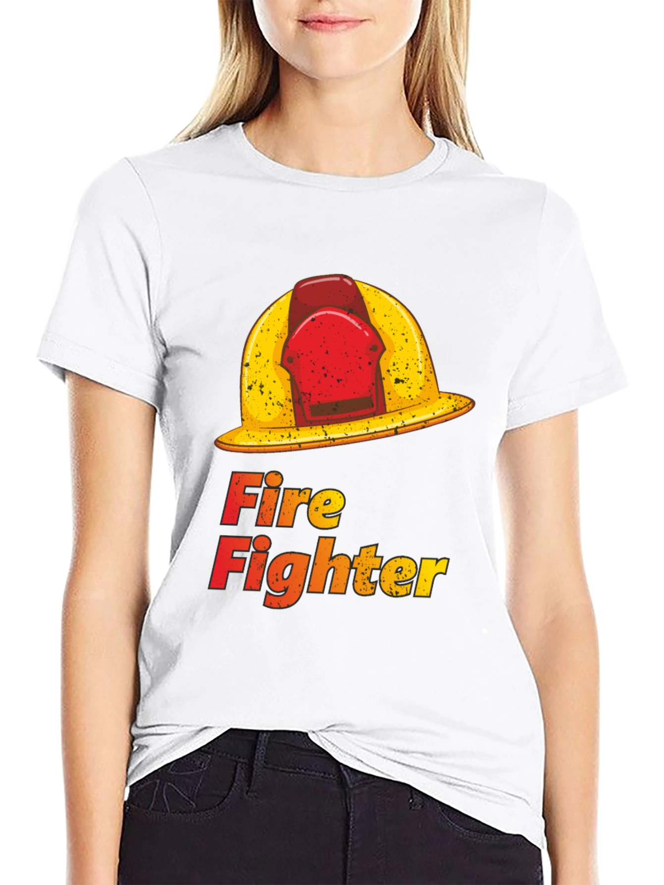 Camiseta Negra Fire Fighter Gráfica