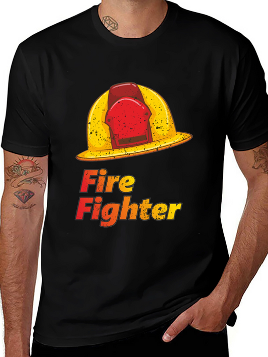 Camiseta Negra Fire Fighter Gráfica