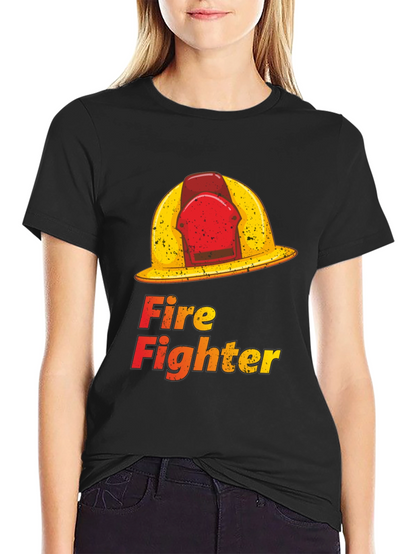 Camiseta Negra Fire Fighter Gráfica