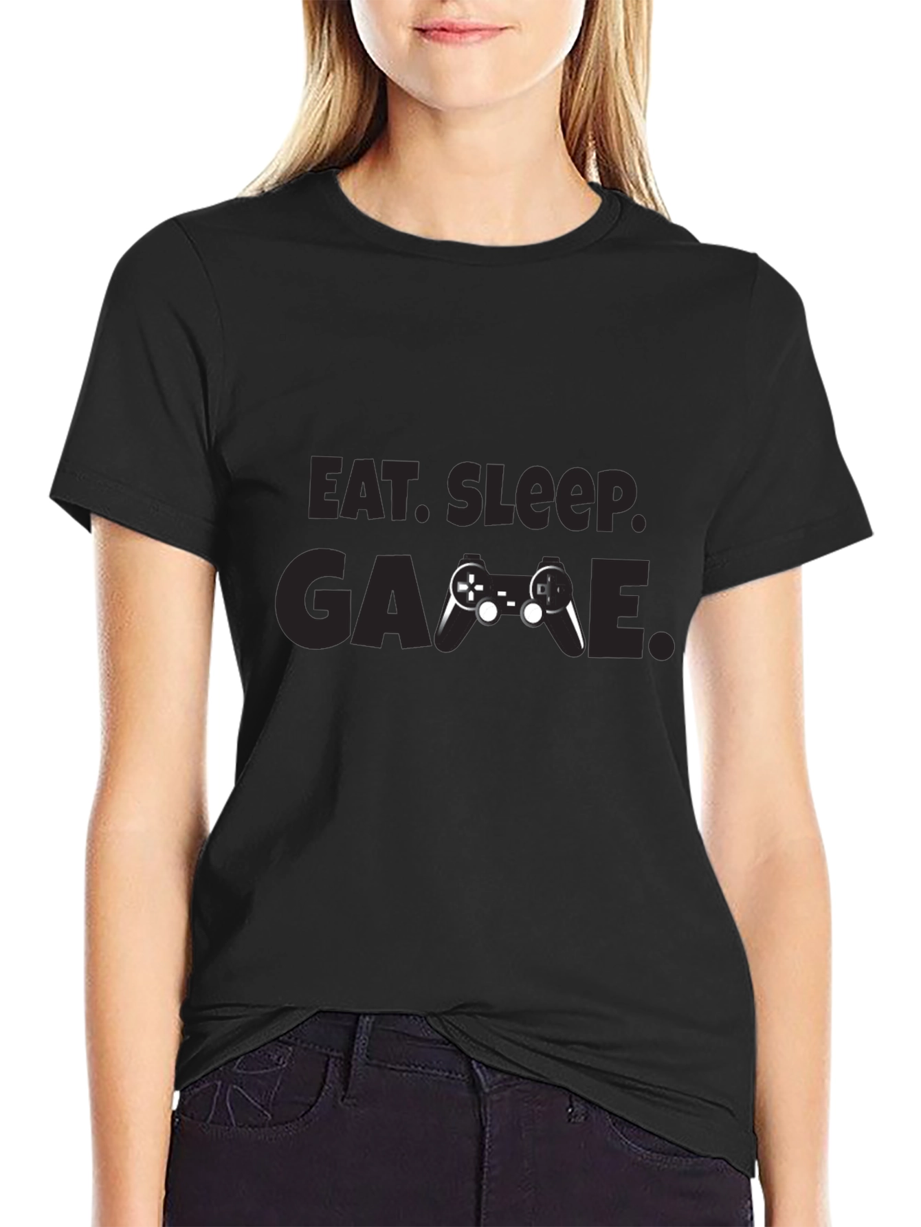 Camiseta Negra Eat Sleep Game Gamer
