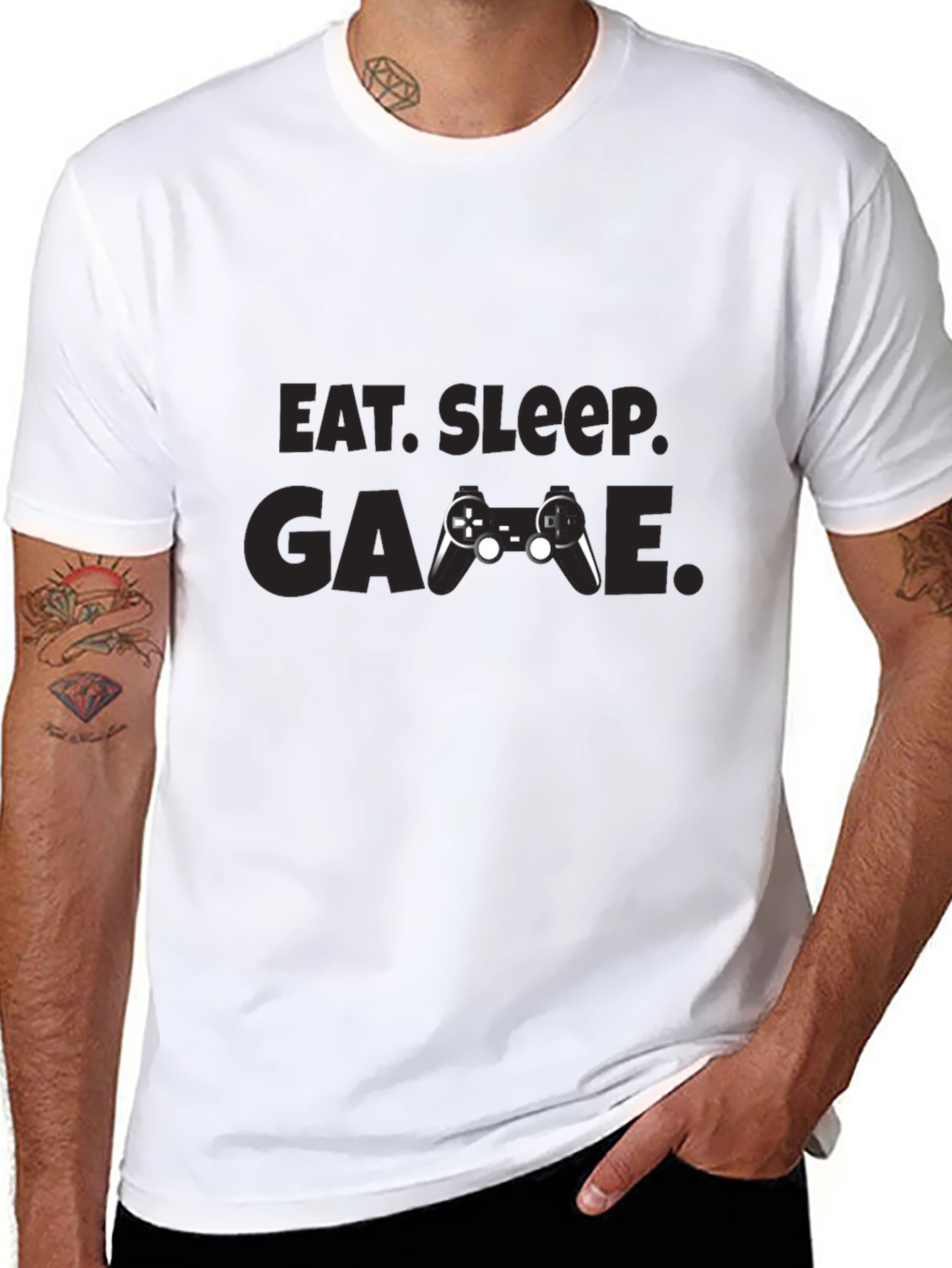 Camiseta Negra Eat Sleep Game Gamer