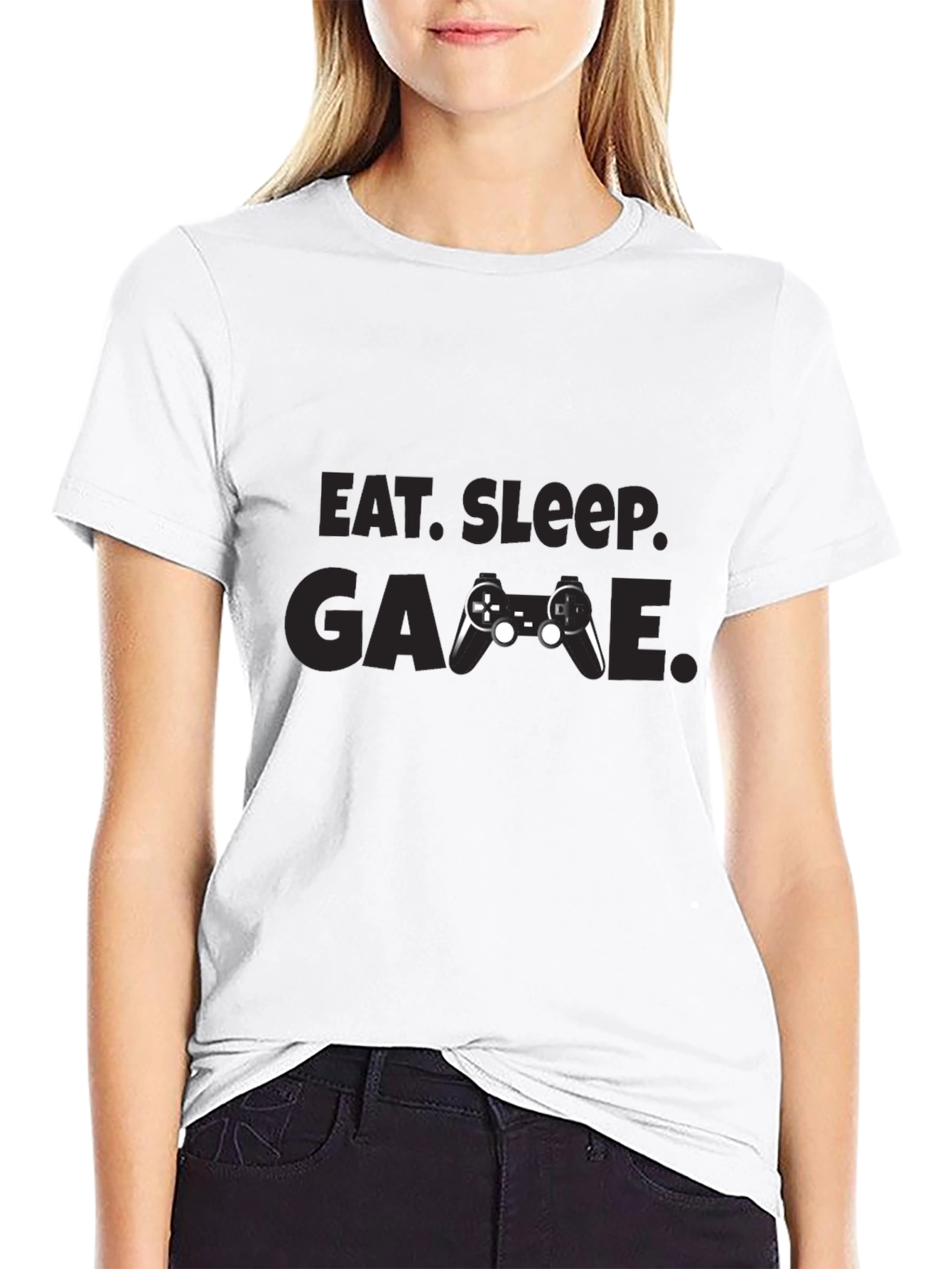 Camiseta Negra Eat Sleep Game Gamer