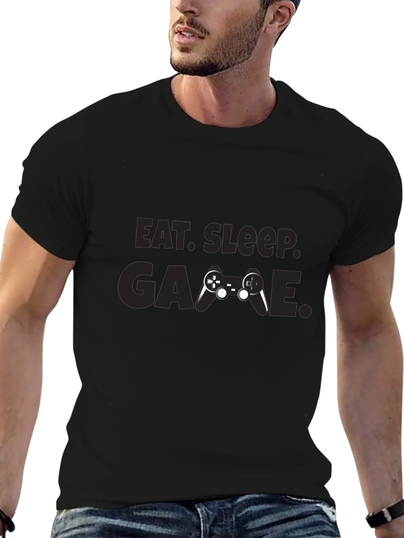 Camiseta Negra Eat Sleep Game Gamer